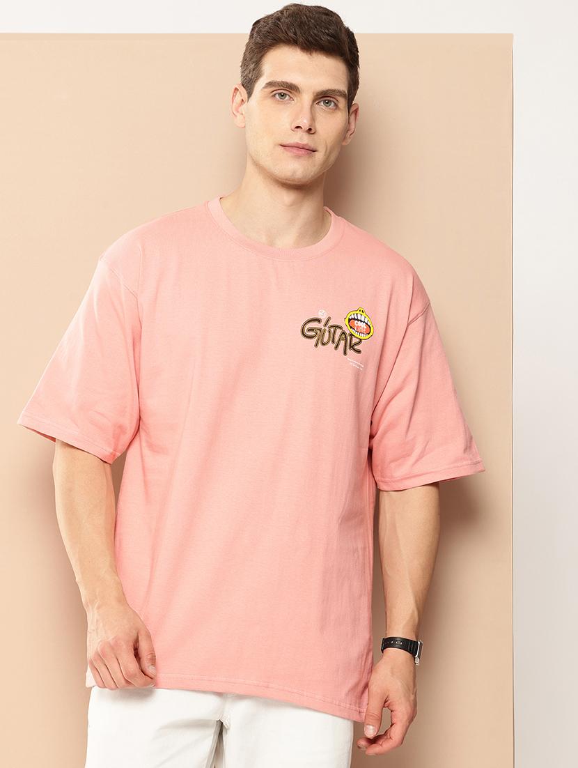 men front & back print round neck oversized t-shirt - 21982021 - Standard Image - 1