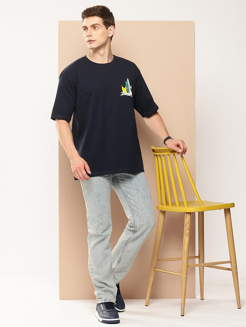 men front & back print round neck oversized t-shirt - 21982022 - Standard Image - 4