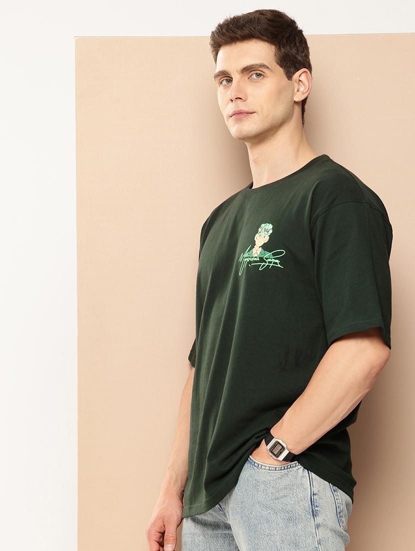 men front & back print round neck oversized t-shirt - 21982023 - Standard Image - 1