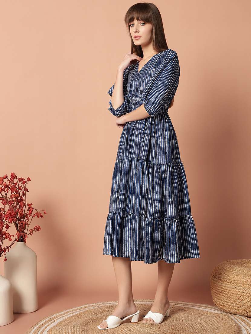 women printed puff sleeve tiered dress - 21982086 -  Standard Image - 1