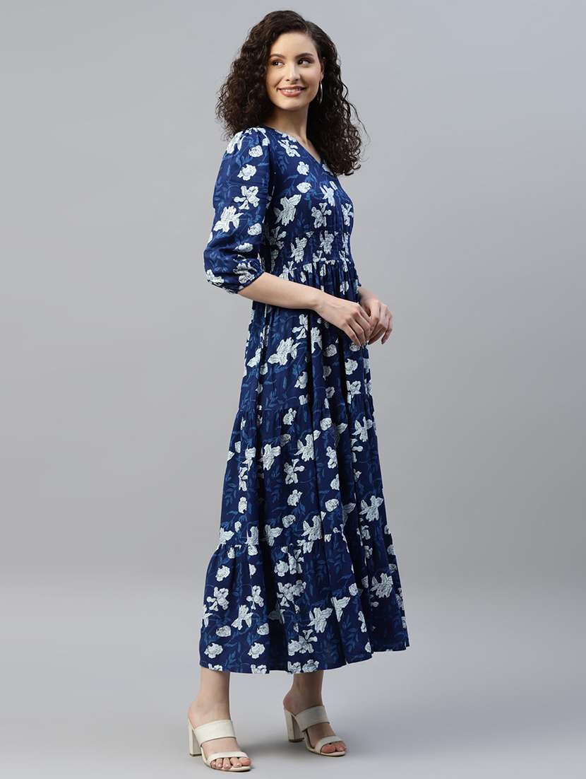 women printed puff sleeve tiered dress - 21982091 -  Standard Image - 1