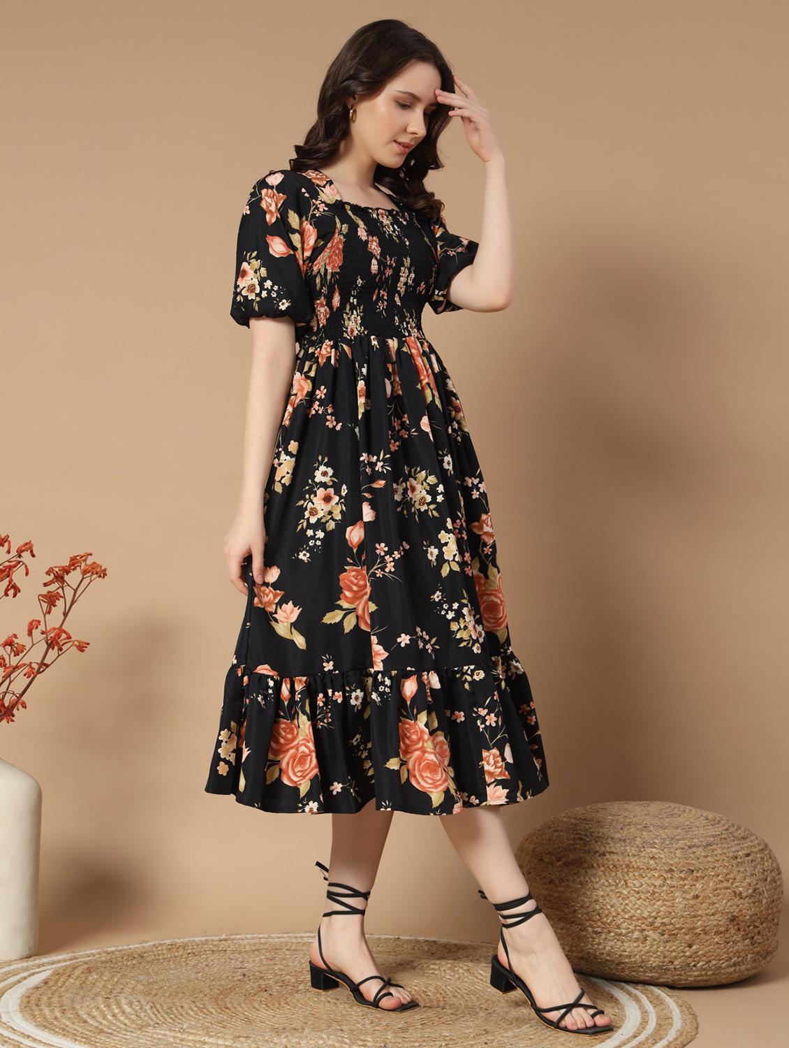 fit & flare floral georgette party gown - 21982126 - Standard Image - 1