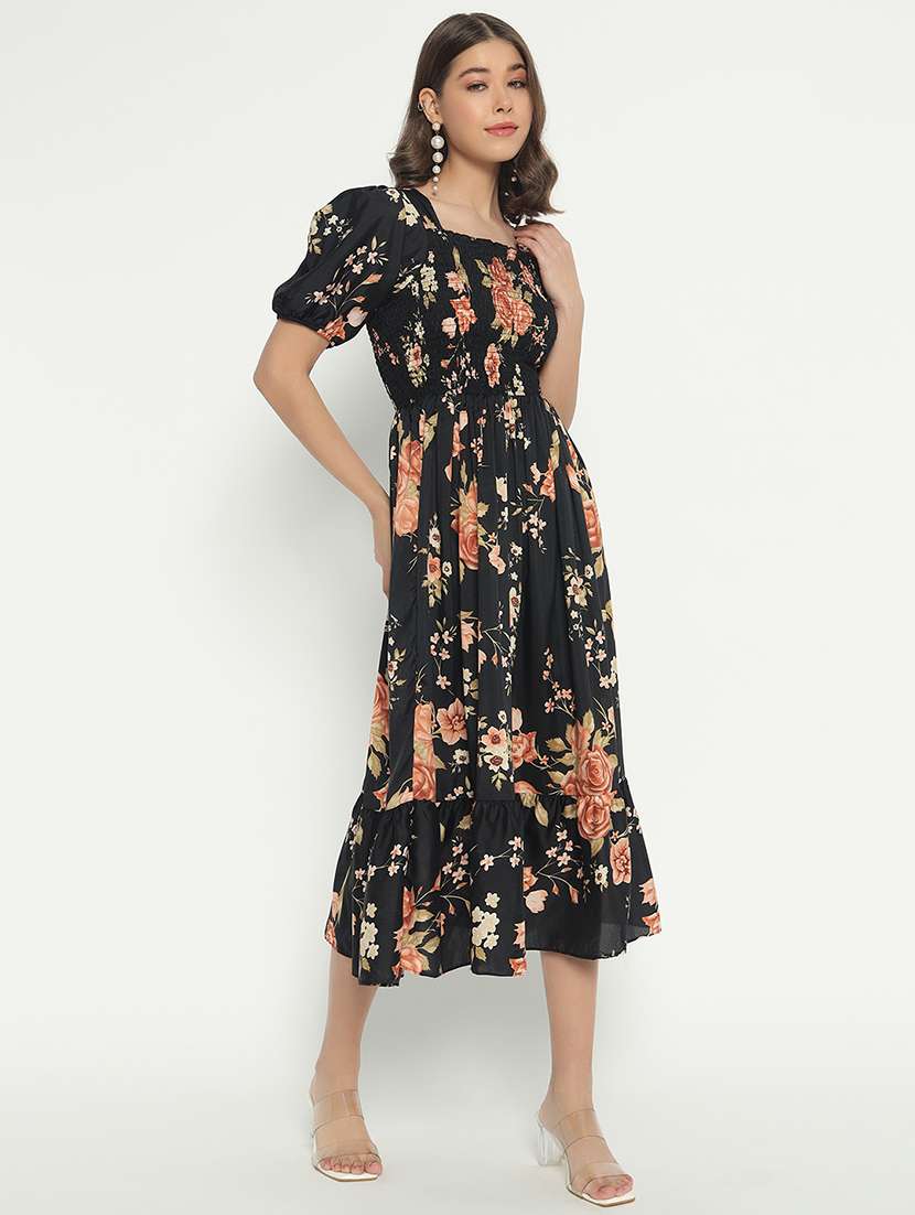 women printed puff sleeve tiered dress - 21982150 -  Standard Image - 1