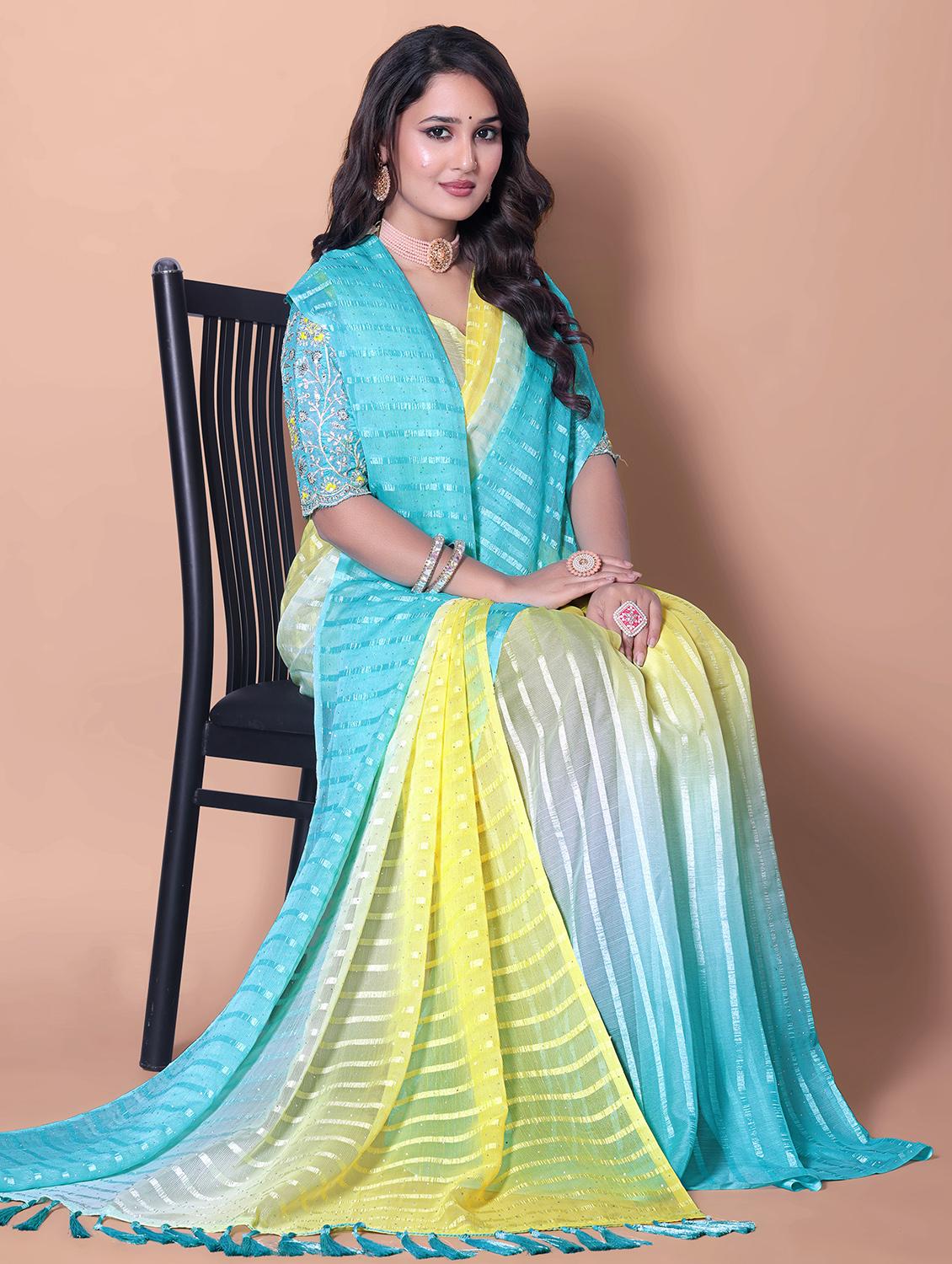 women ombre printed embellished saree with blouse - 21982171 -  Standard Image - 1