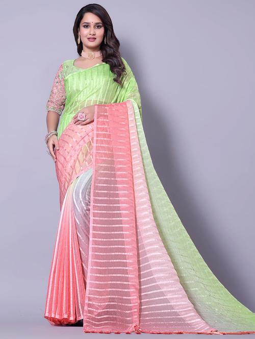 women ombre printed embellished saree with blouse - 21982173 - Standard Image - 0