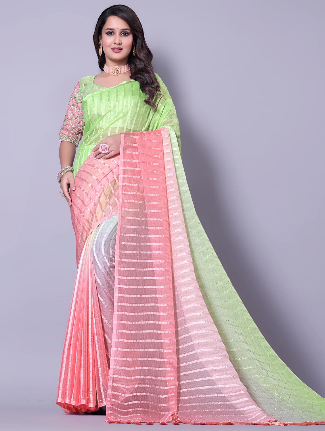 women ombre printed embellished saree with blouse - 21982173 - Zoom Image - 0