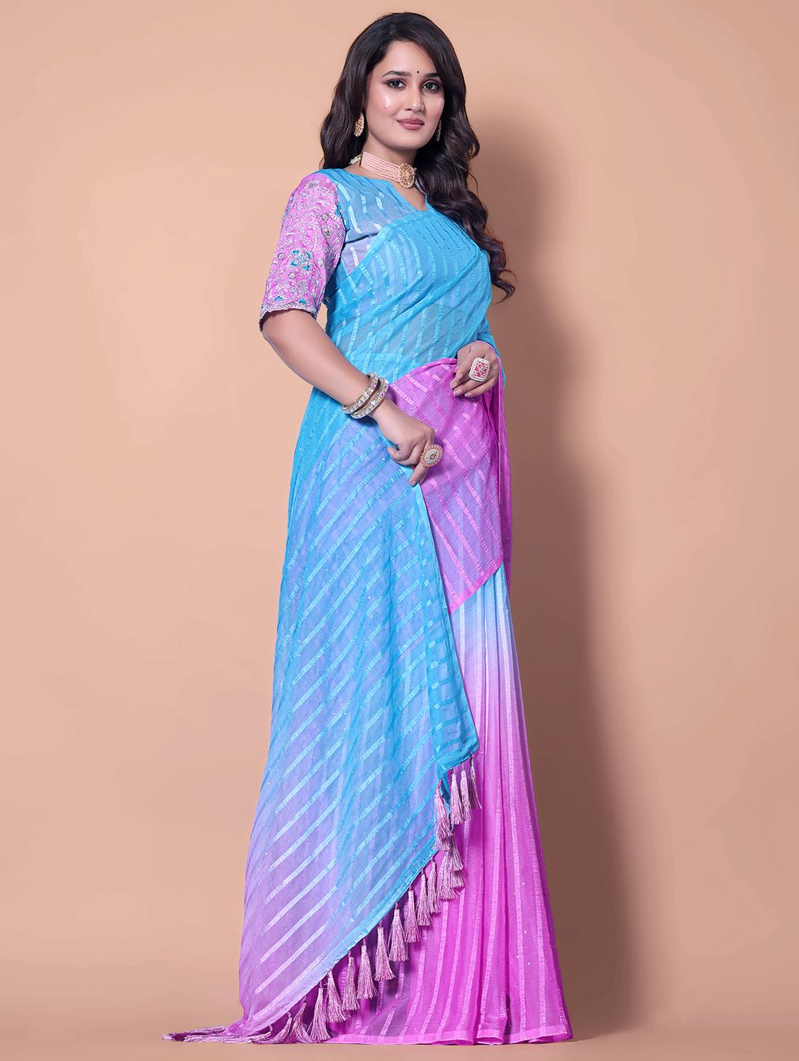 women ombre printed embellished saree with blouse - 21982175 -  Standard Image - 1