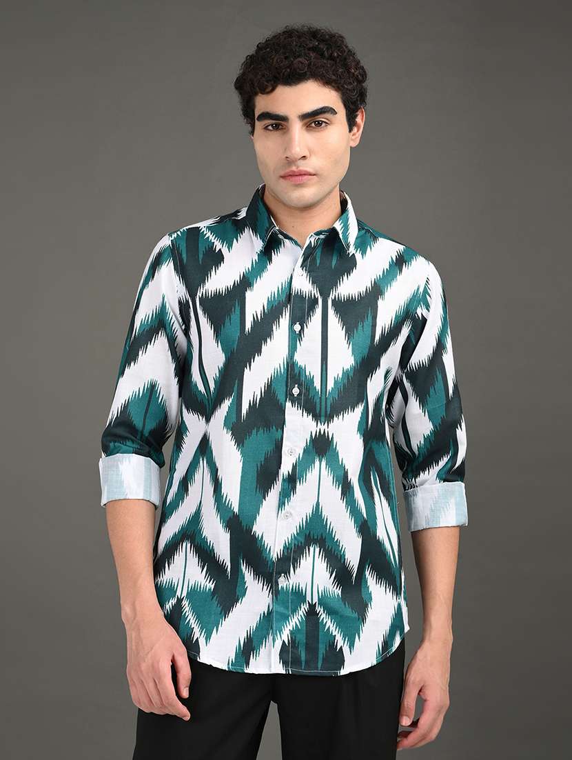 men printed long sleeve regular fit casual shirt - 21982177 -  Standard Image - 1
