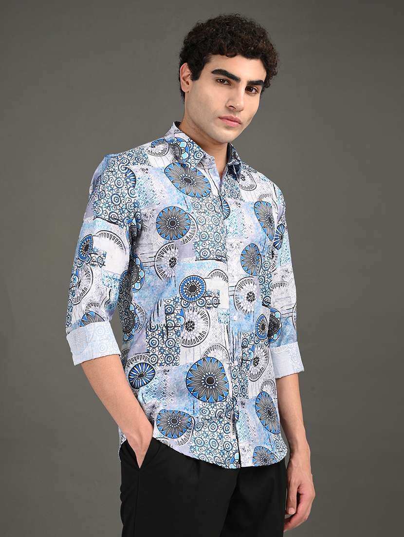 men printed long sleeve regular fit casual shirt - 21982178 -  Standard Image - 1