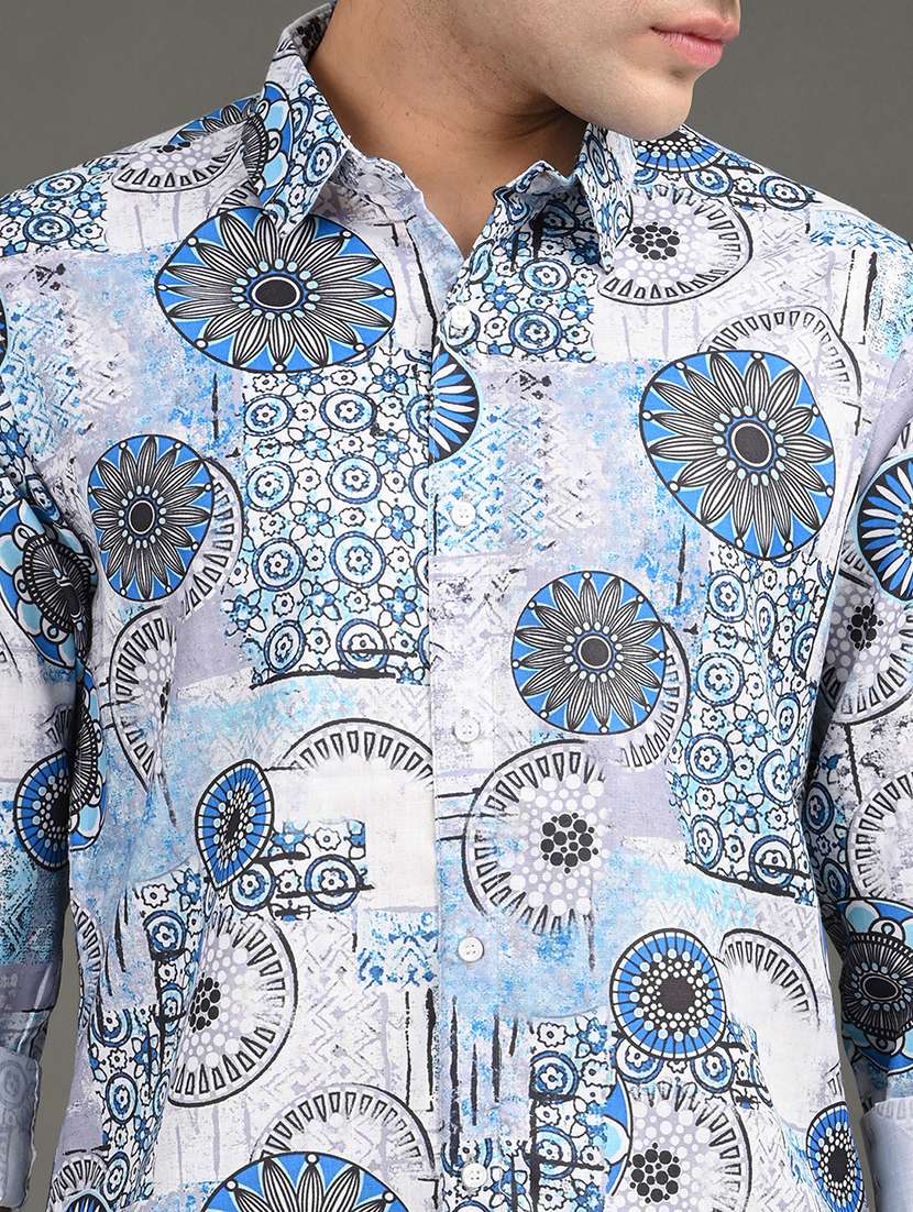 men printed long sleeve regular fit casual shirt - 21982178 -  Standard Image - 4