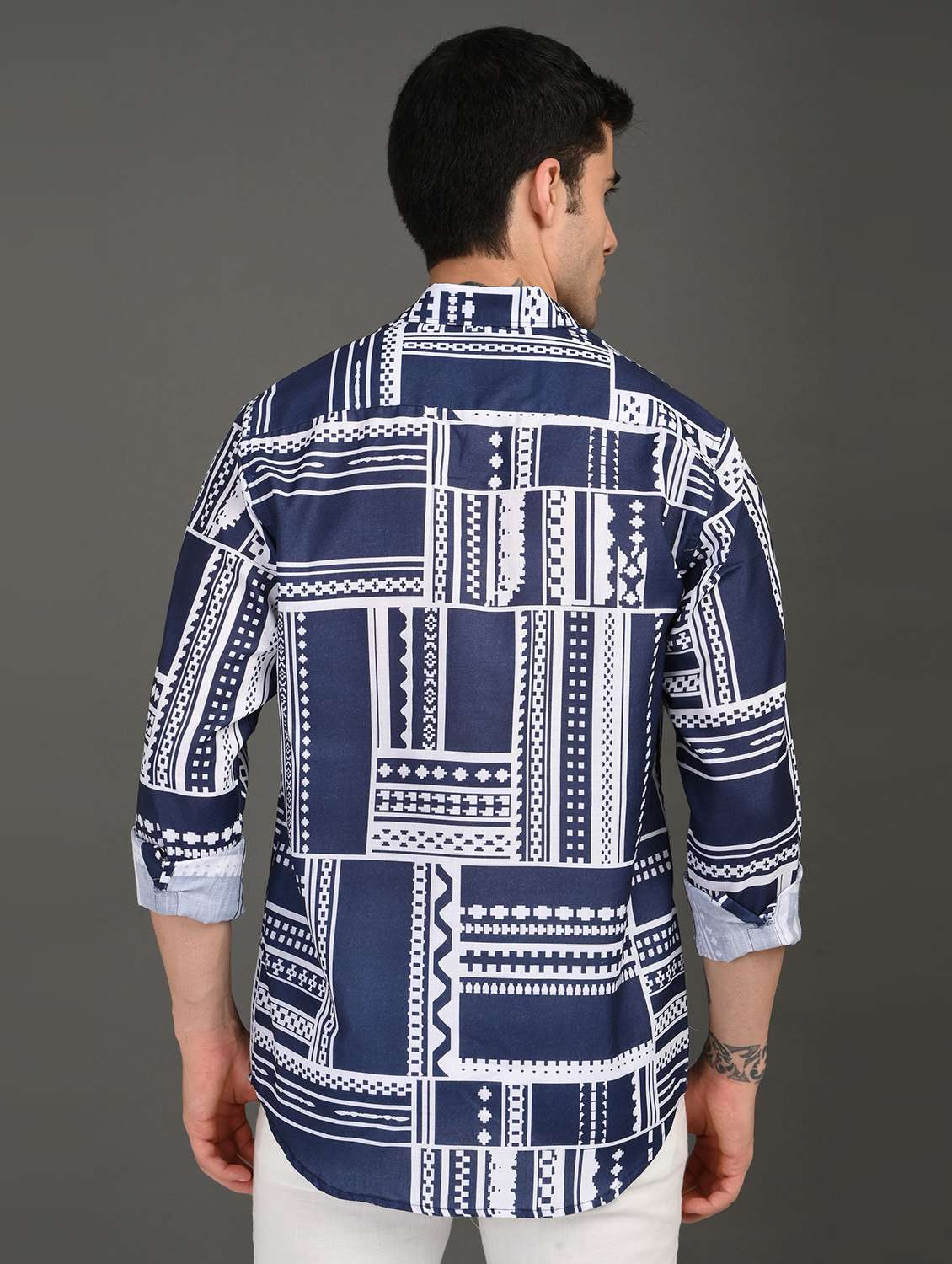men printed long sleeve regular fit casual shirt - 21982179 -  Standard Image - 4