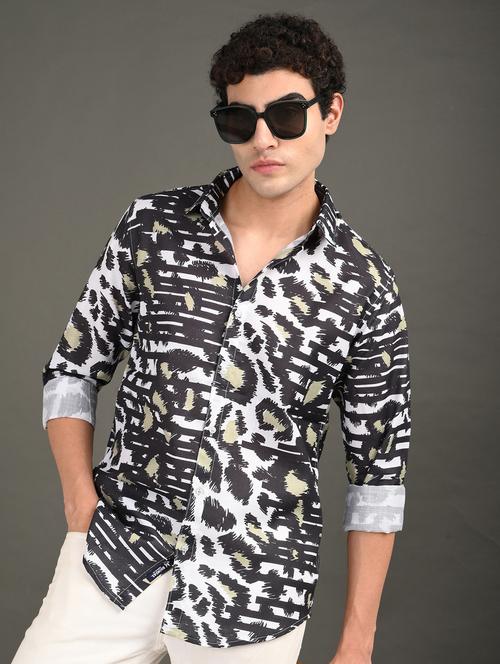 men printed long sleeve regular fit casual shirt - 21982181 - Standard Image - 0