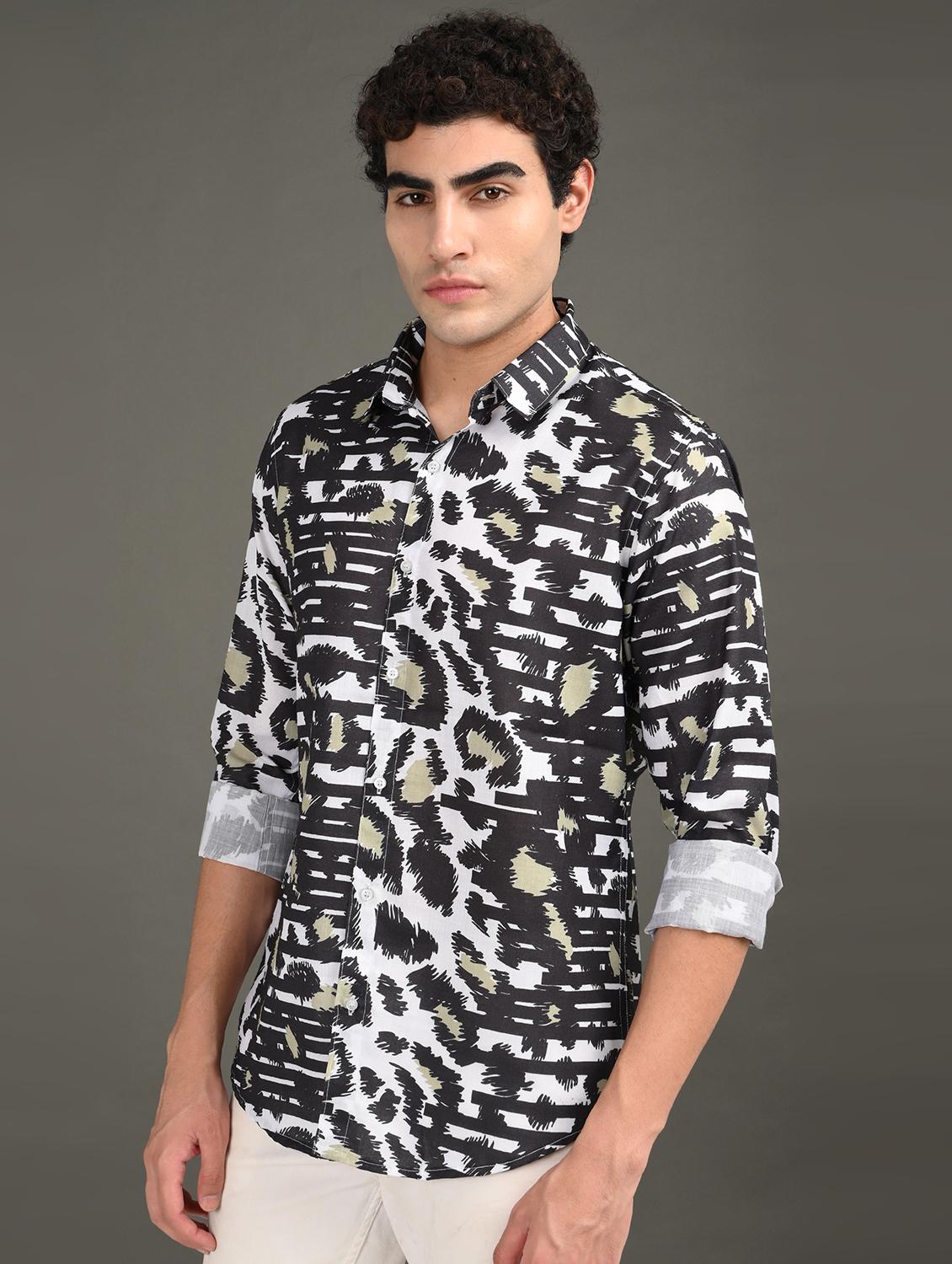 men printed long sleeve regular fit casual shirt - 21982181 -  Standard Image - 1