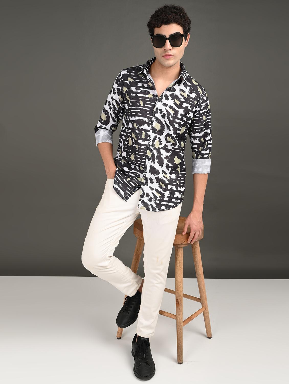men printed long sleeve regular fit casual shirt - 21982181 - Standard Image - 4