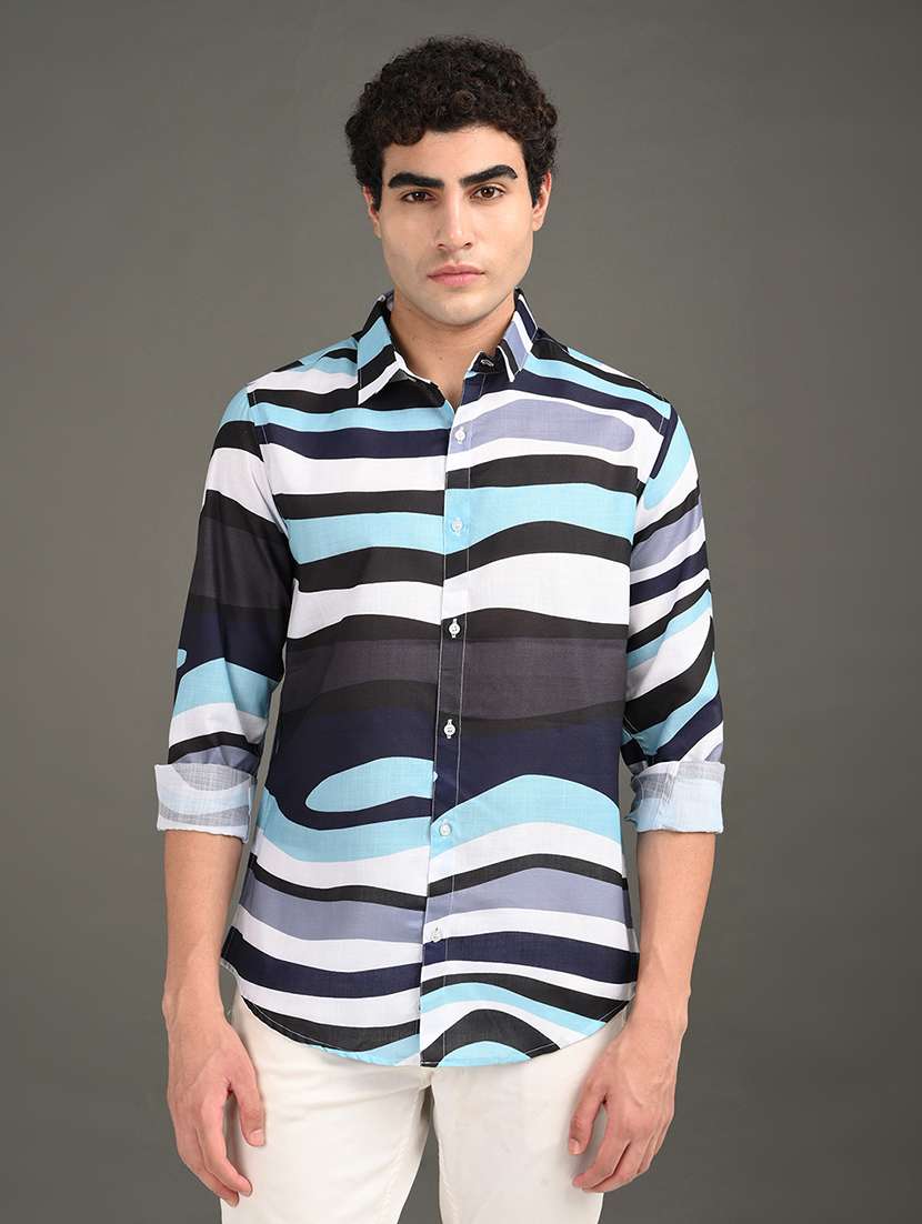 men printed long sleeve regular fit casual shirt - 21982182 -  Standard Image - 1