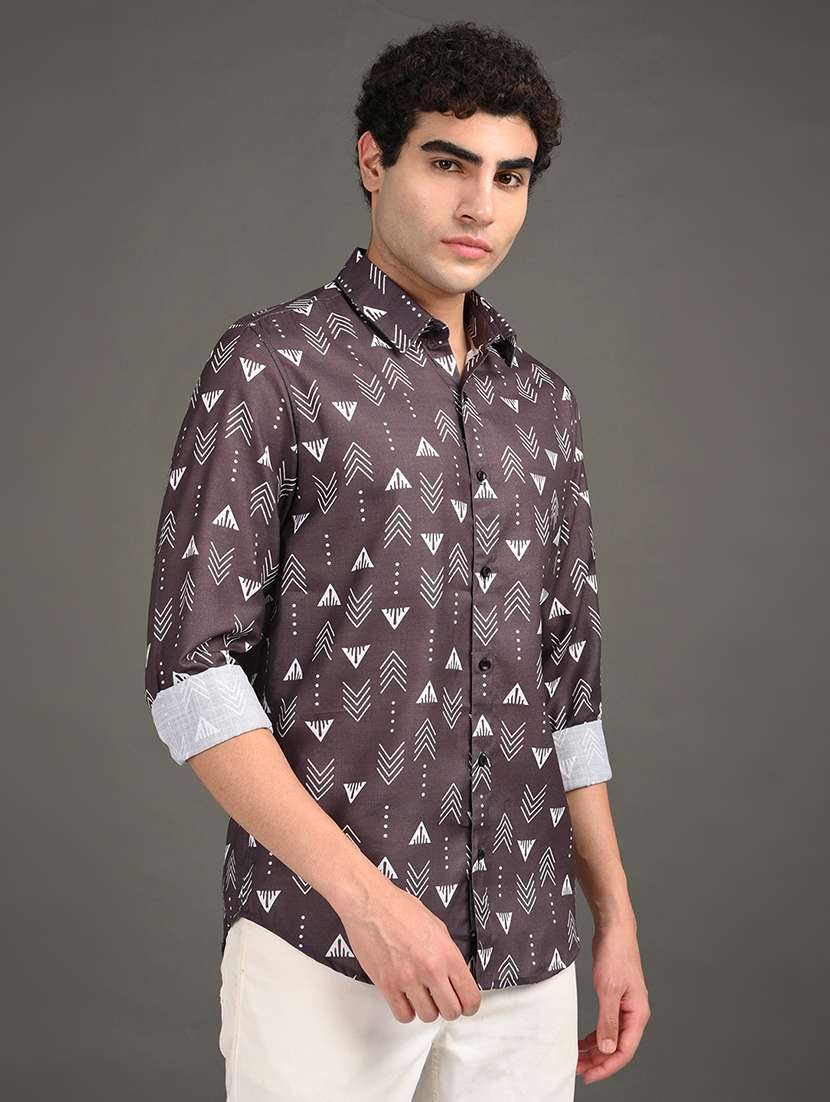 men printed long sleeve regular fit casual shirt - 21982183 -  Standard Image - 1