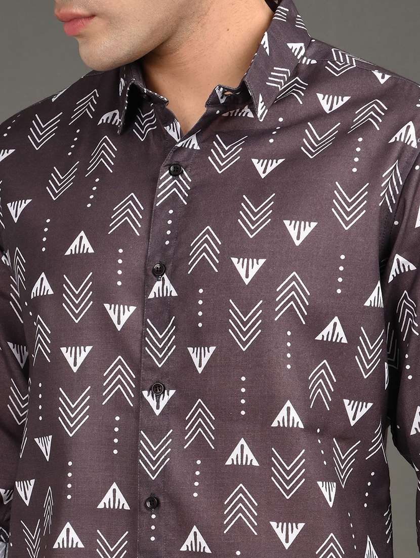 men printed long sleeve regular fit casual shirt - 21982183 -  Standard Image - 4