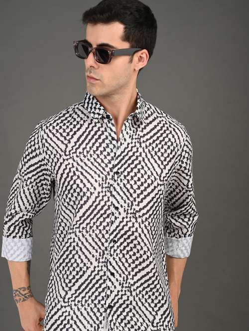 men printed long sleeve regular fit casual shirt - 21982184 - Standard Image - 0