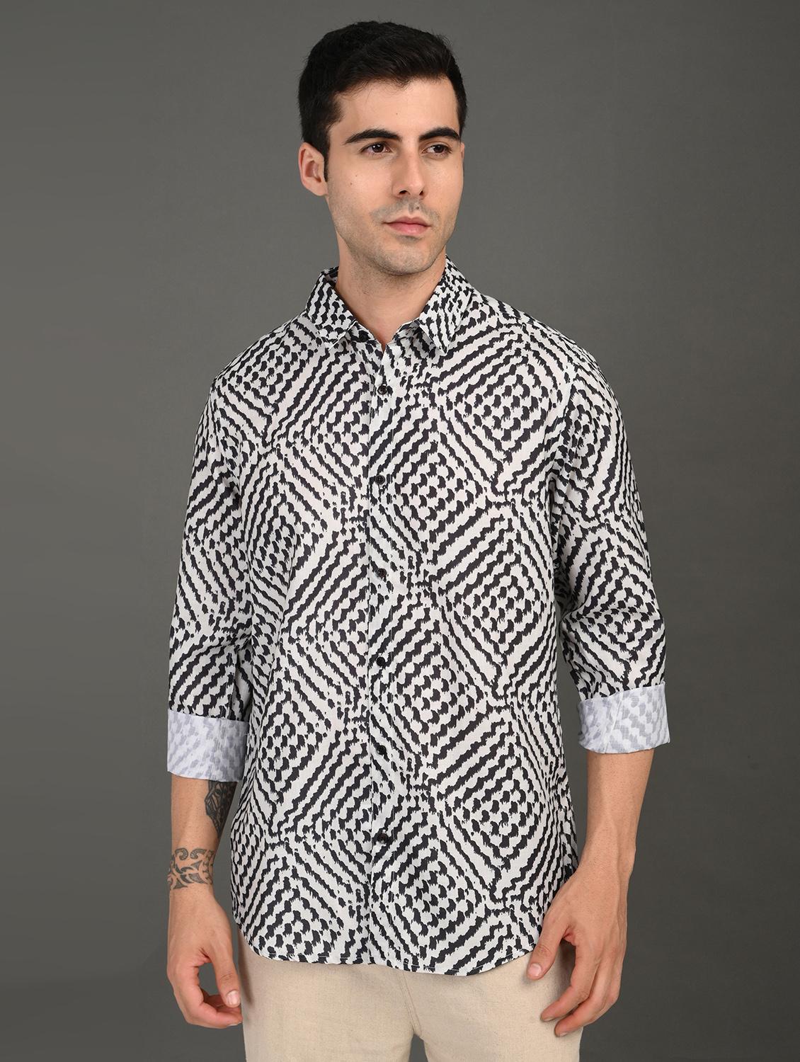 men printed long sleeve regular fit casual shirt - 21982184 -  Standard Image - 1