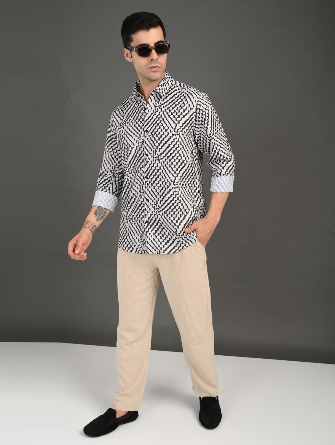 men printed long sleeve regular fit casual shirt - 21982184 - Standard Image - 4