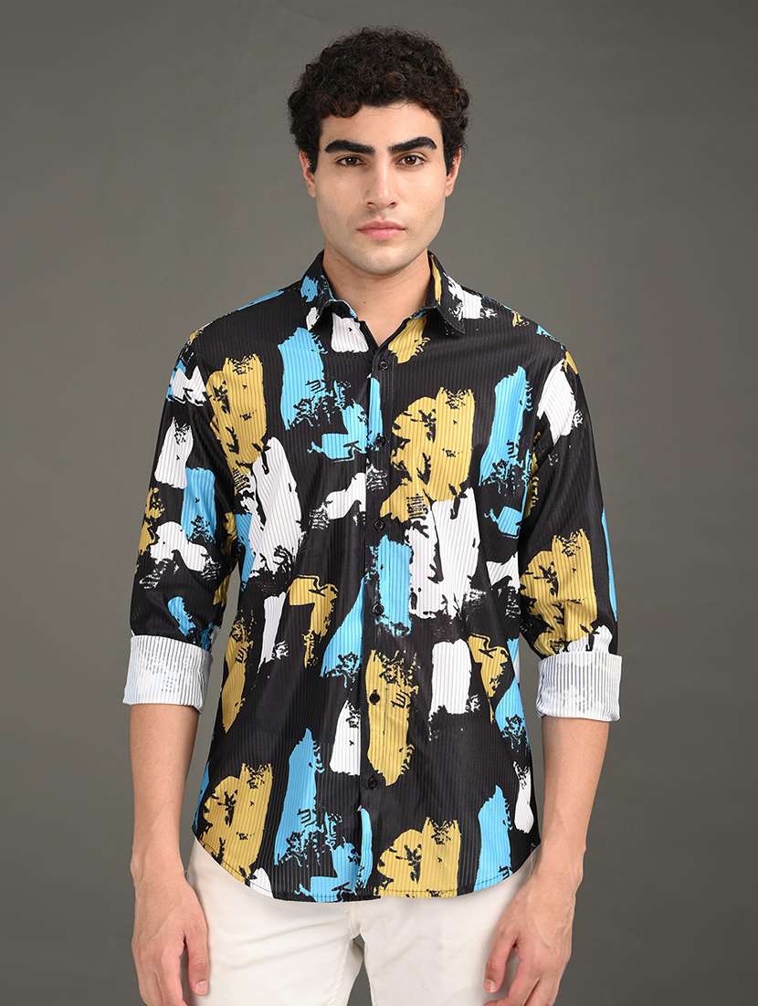 men printed long sleeve regular fit casual shirt - 21982185 -  Standard Image - 1