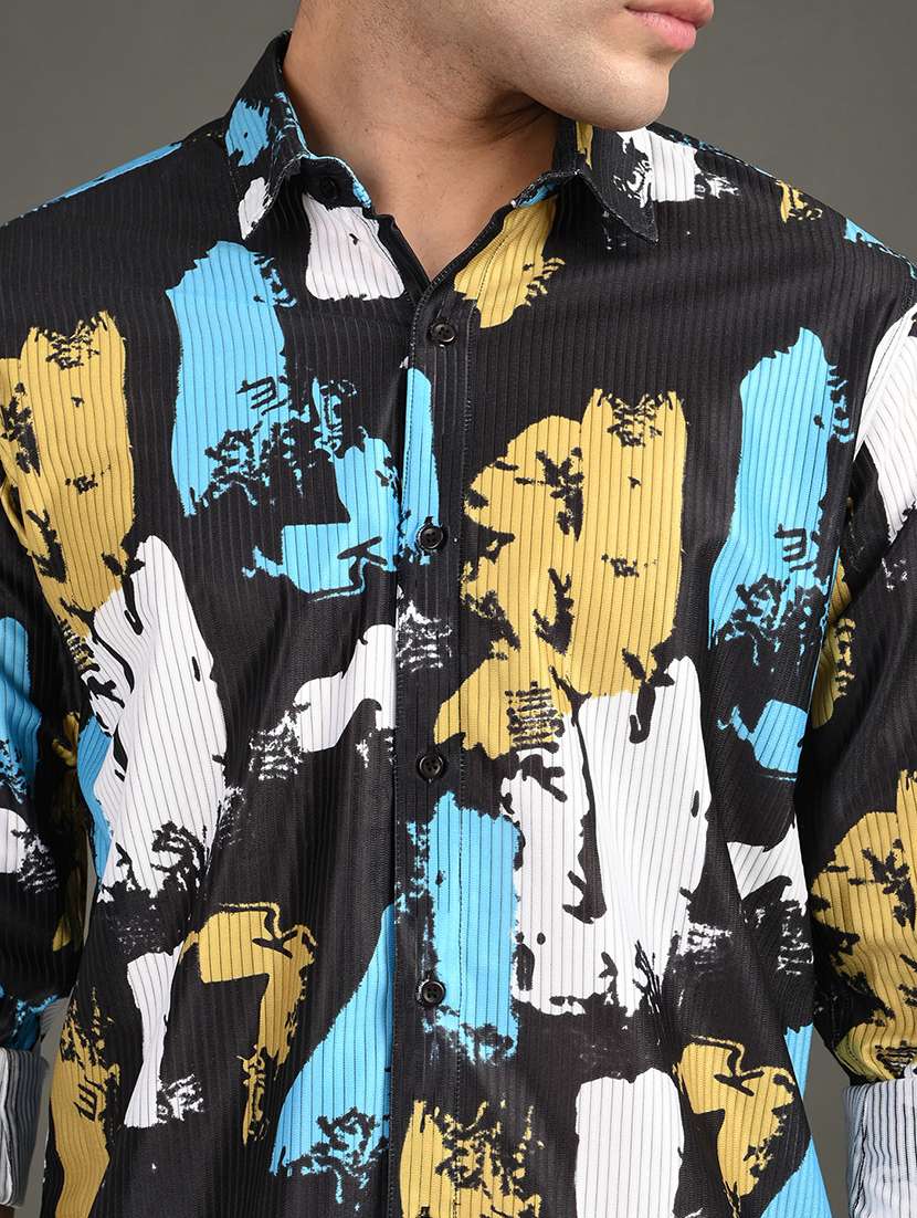 men printed long sleeve regular fit casual shirt - 21982185 -  Standard Image - 4