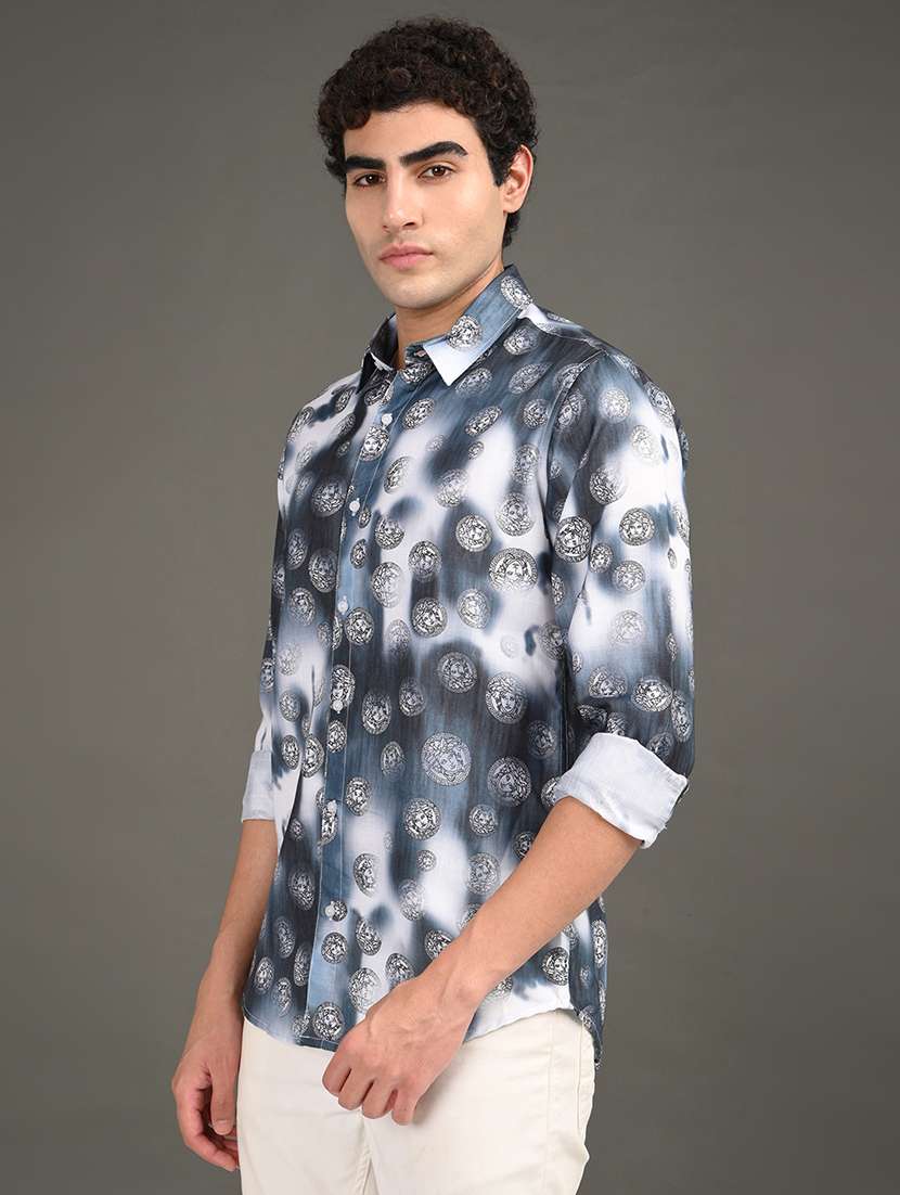 men printed long sleeve regular fit casual shirt - 21982186 -  Standard Image - 1