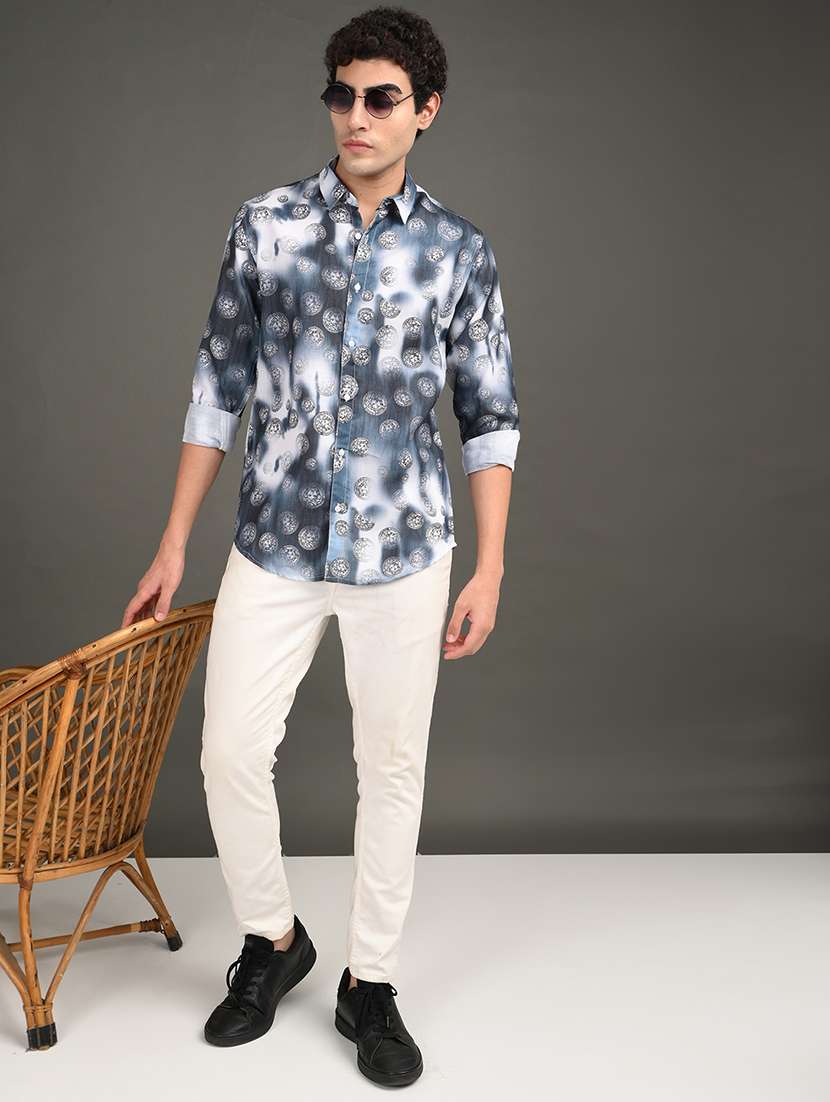 men printed long sleeve regular fit casual shirt - 21982186 -  Standard Image - 4