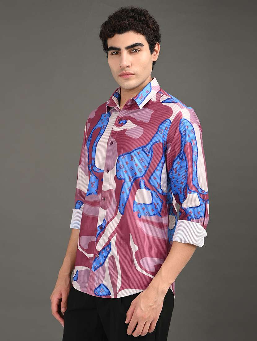 men printed long sleeve regular fit casual shirt - 21982190 -  Standard Image - 1