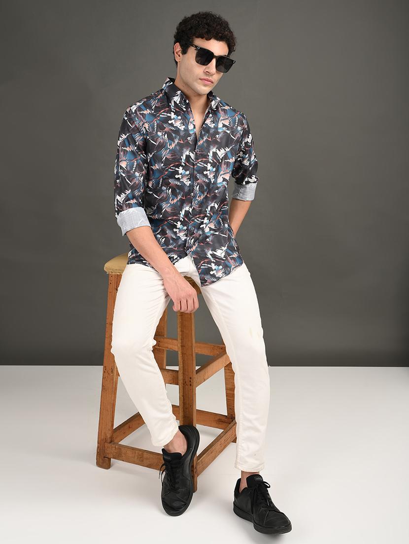 men printed long sleeve regular fit casual shirt - 21982192 - Standard Image - 4