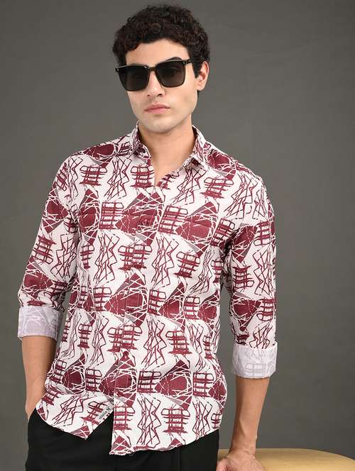 men printed long sleeve regular fit casual shirt - 21982193 -  Standard Image - 0
