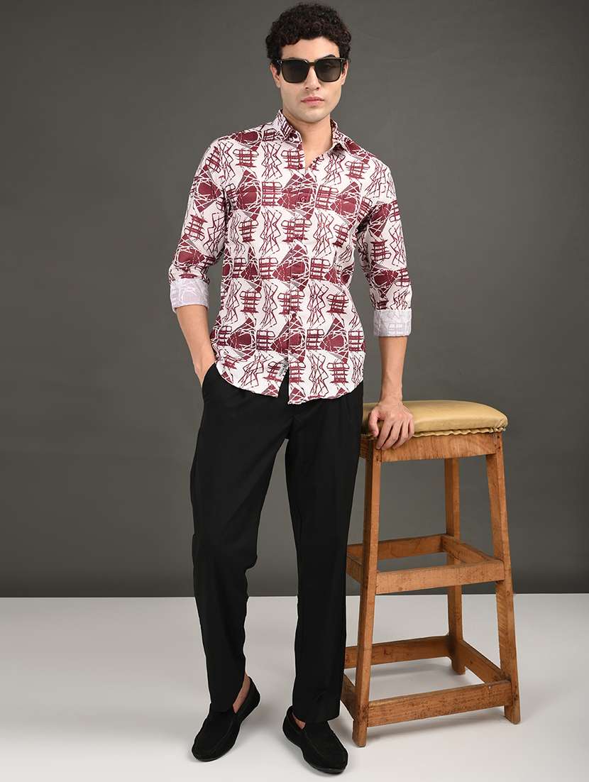 men printed long sleeve regular fit casual shirt - 21982193 - Standard Image - 4