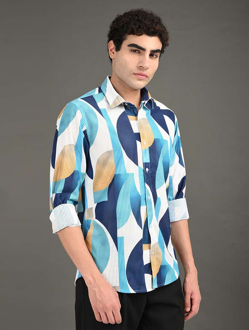 men printed long sleeve regular fit casual shirt - 21982195 -  Standard Image - 1