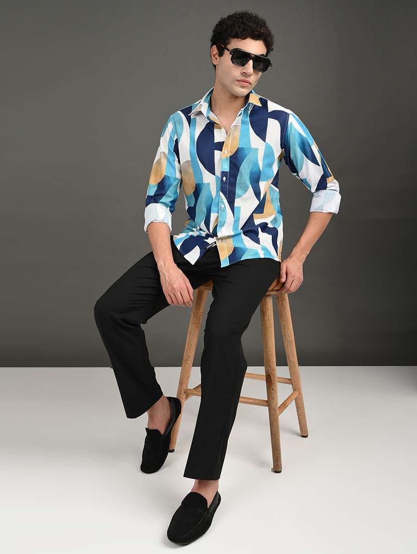 men printed long sleeve regular fit casual shirt - 21982195 -  Standard Image - 4