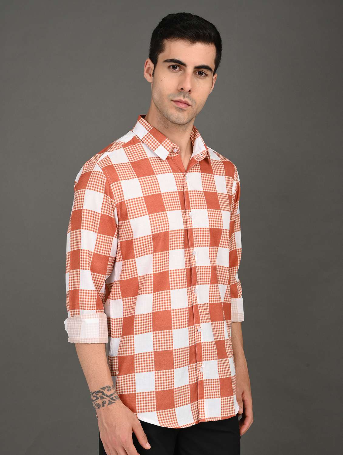 men checkered long sleeve regular fit casual shirt - 21982196 -  Standard Image - 1
