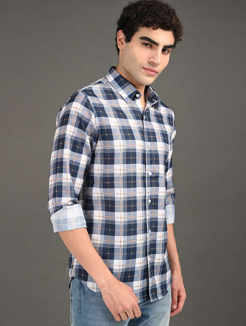men checkered long sleeve regular fit casual shirt - 21982204 -  Standard Image - 1