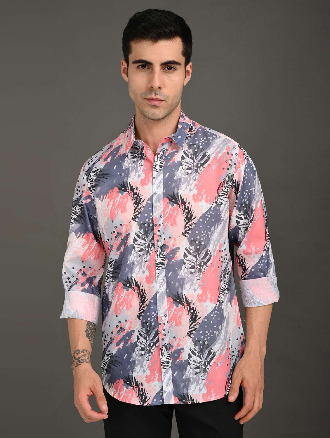 men printed long sleeve regular fit casual shirt - 21982208 -  Standard Image - 1