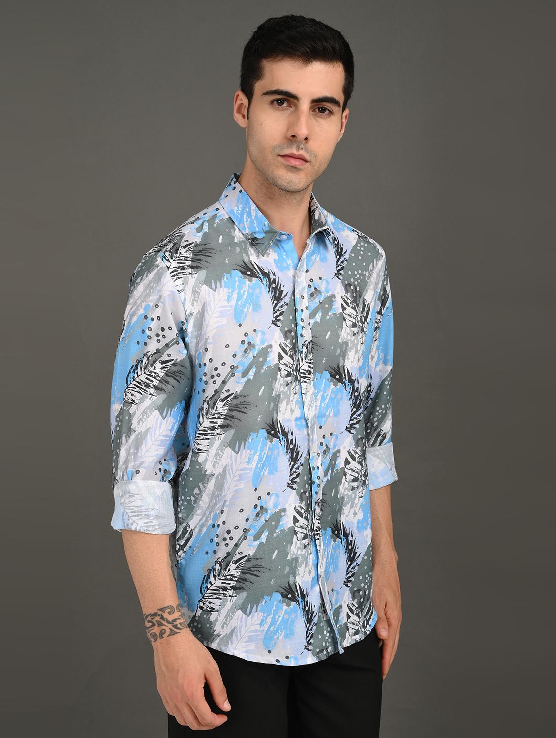 men printed long sleeve regular fit casual shirt - 21982209 -  Standard Image - 1