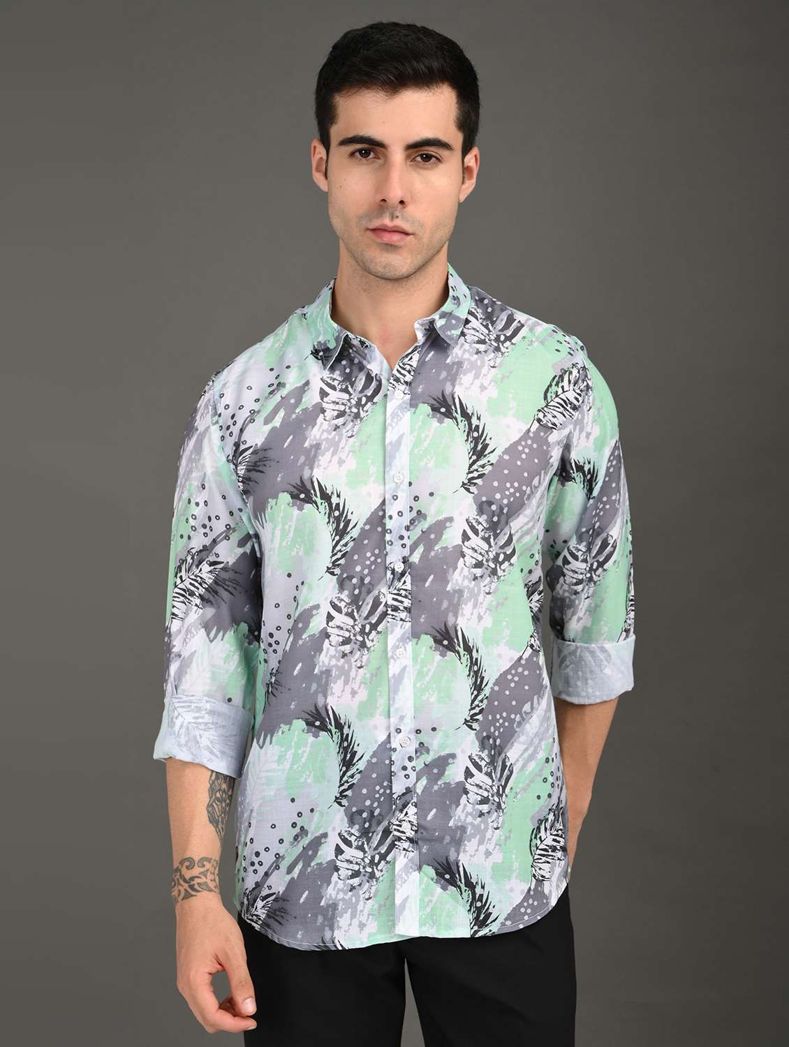 men printed long sleeve regular fit casual shirt - 21982210 -  Standard Image - 1