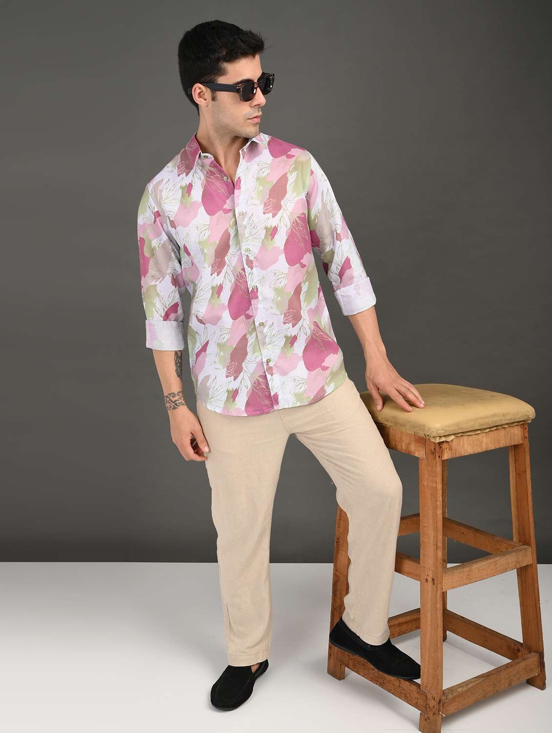 men printed long sleeve regular fit casual shirt - 21982215 -  Standard Image - 4