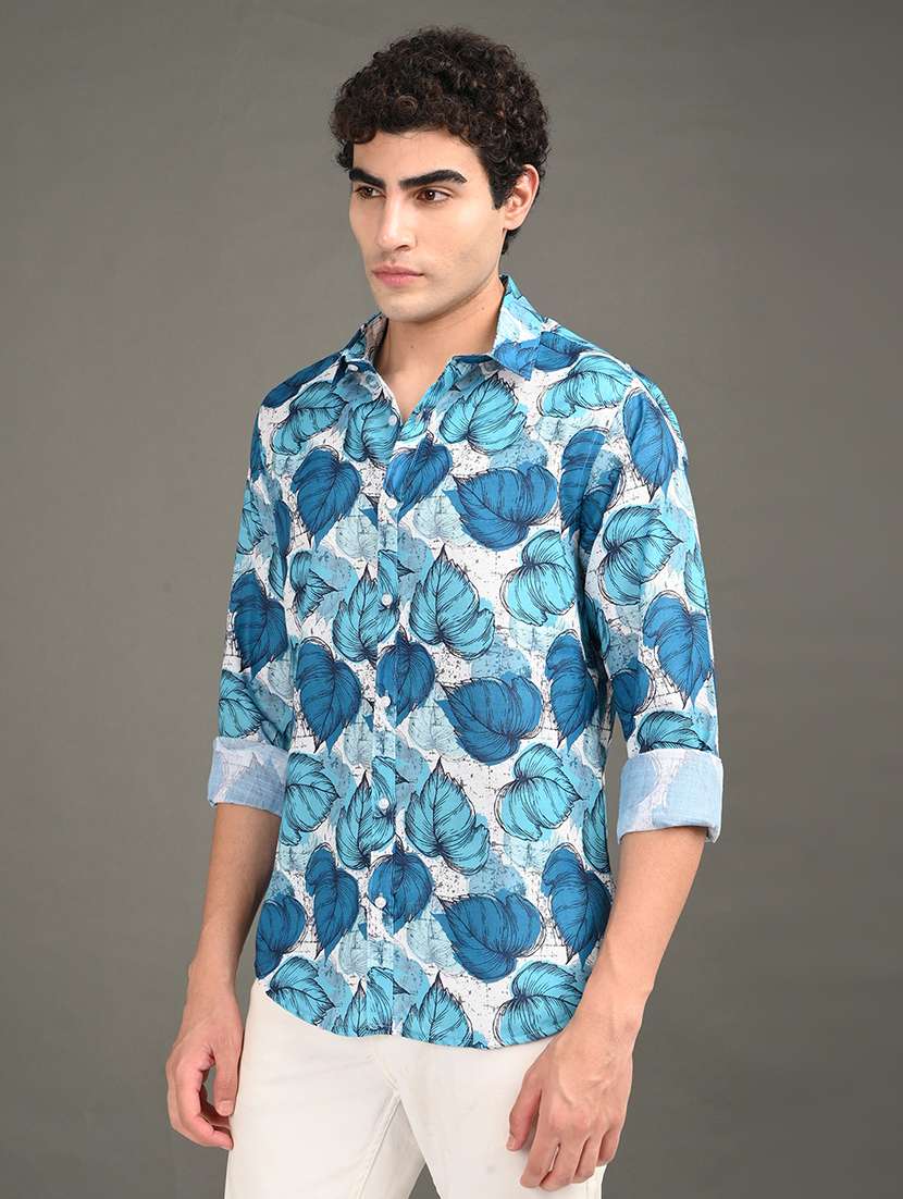 men printed long sleeve regular fit casual shirt - 21982216 -  Standard Image - 1