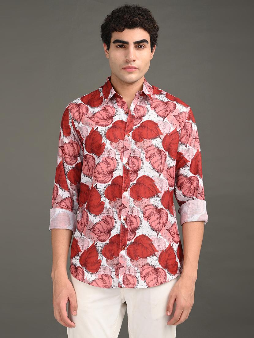 men printed long sleeve regular fit casual shirt - 21982218 - Standard Image - 1