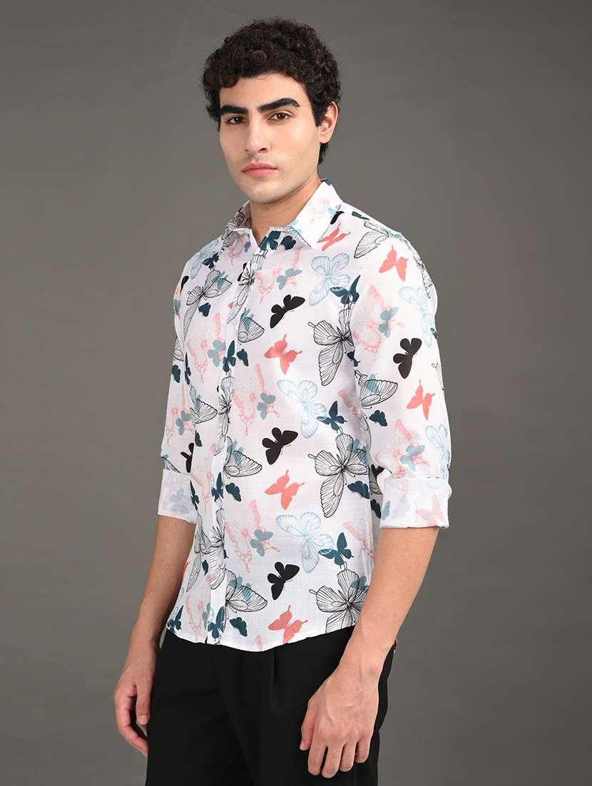 men printed long sleeve regular fit casual shirt - 21982219 -  Standard Image - 1