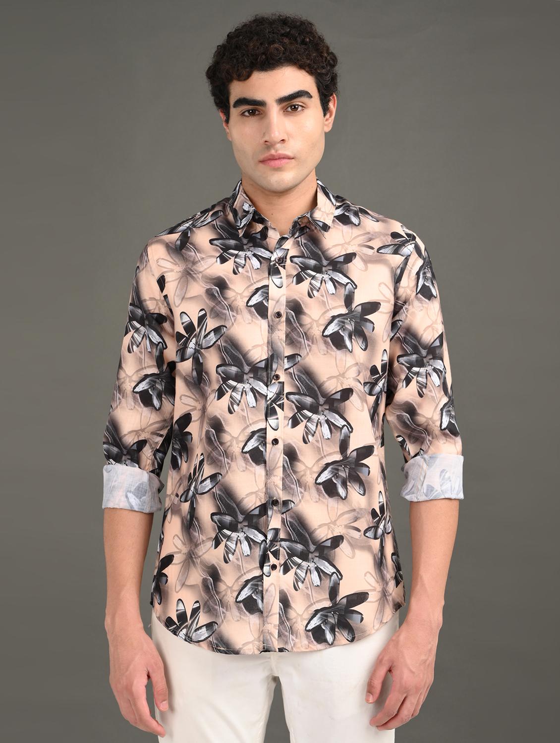 men printed long sleeve regular fit casual shirt - 21982220 -  Standard Image - 1