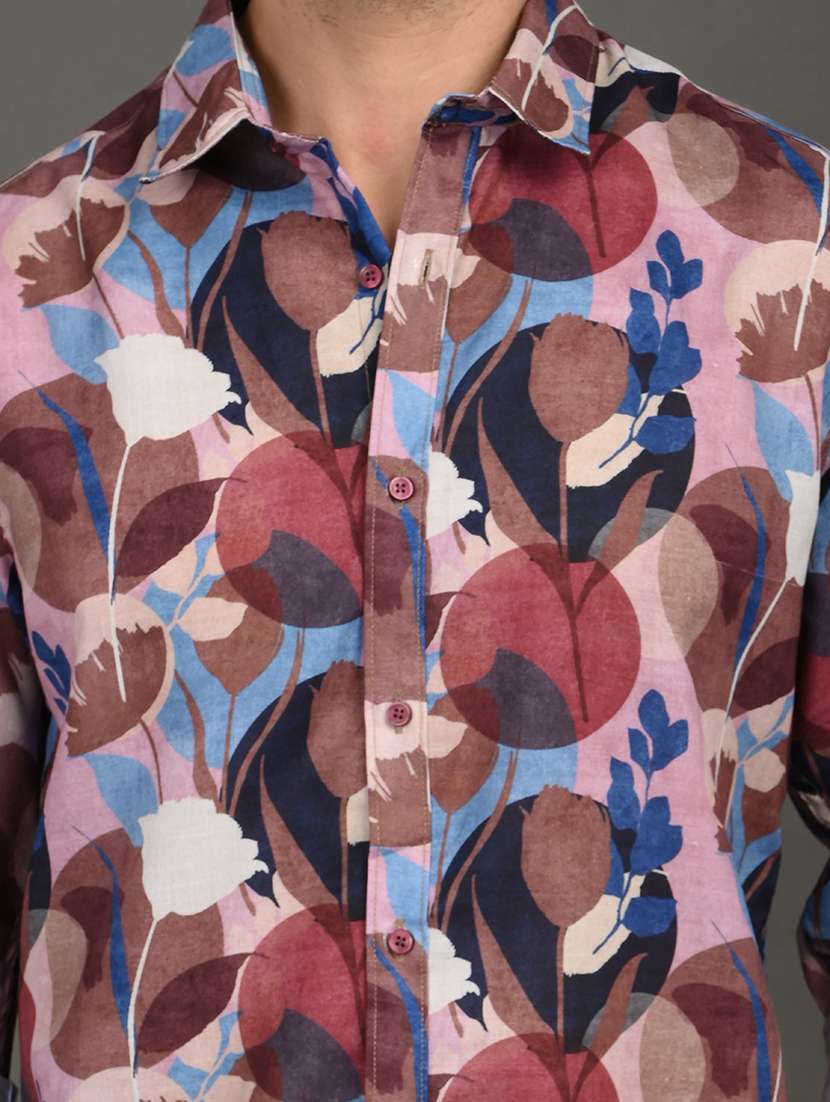 men printed long sleeve regular fit casual shirt - 21982222 -  Standard Image - 4