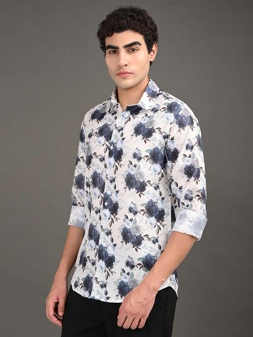 men printed long sleeve regular fit casual shirt - 21982223 -  Standard Image - 1