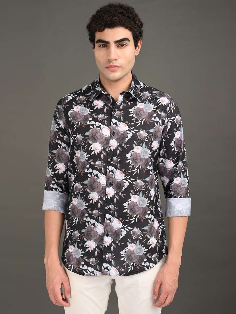 men printed long sleeve regular fit casual shirt - 21982224 -  Standard Image - 1