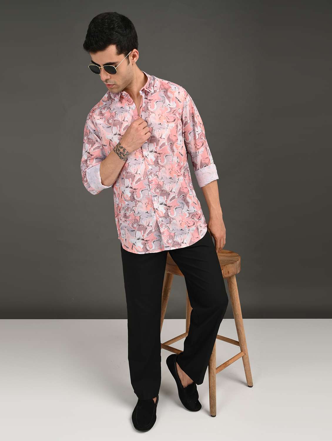 men printed long sleeve regular fit casual shirt - 21982225 -  Standard Image - 4