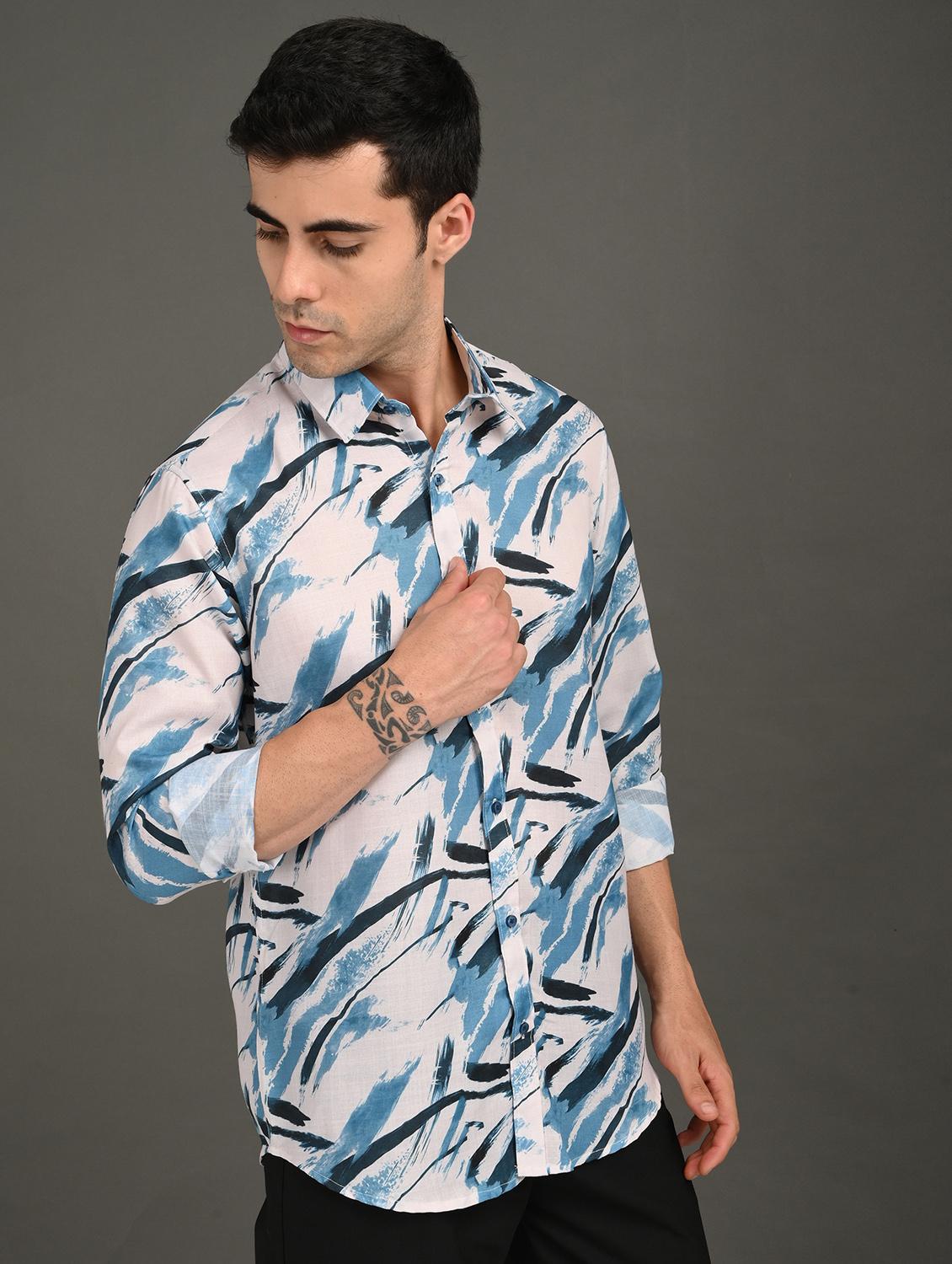 men printed long sleeve regular fit casual shirt - 21982227 -  Standard Image - 1