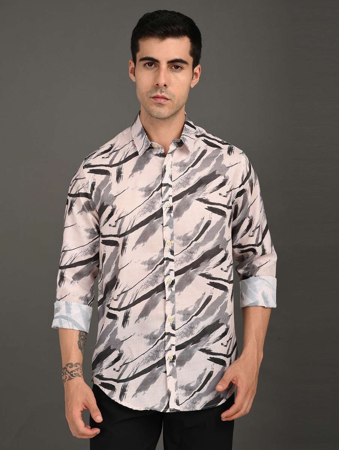 men printed long sleeve regular fit casual shirt - 21982228 -  Standard Image - 1